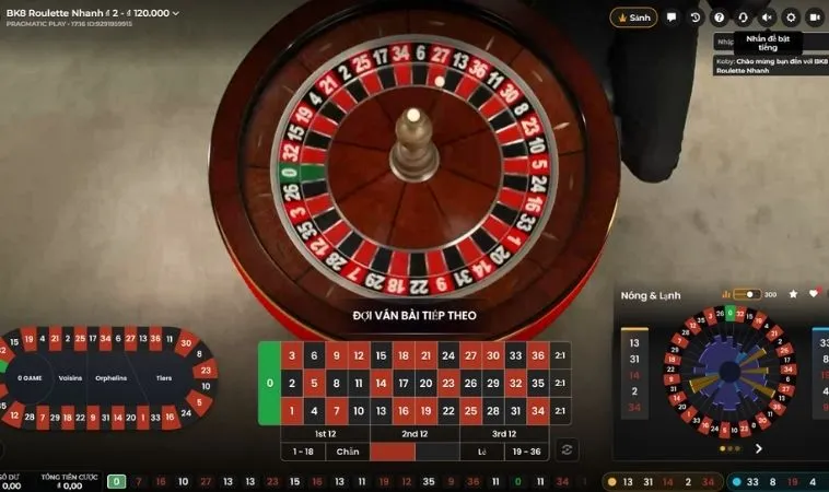 Giao diện cá cược Roulette Nhà Cái BK8